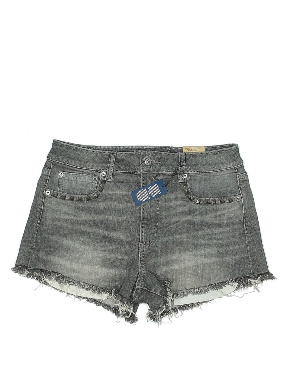 New- American Eagle Outfitters Gray Distressed Denim Shorts with Stud Trim